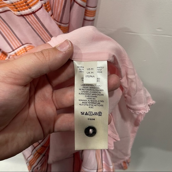 Anthropologie Maeve Flounced Mini Dress Button Front Sleeveless Pink Medium - Picture 8 of 14